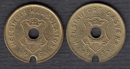 Gasworks token Helsinki 1957 Diameter 16mm