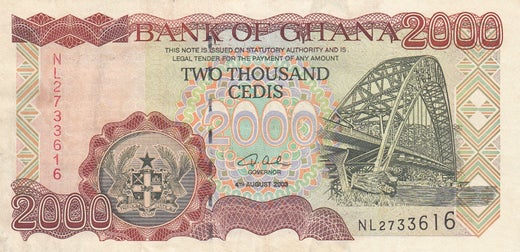 Ghana 2000 Cedis 2003 P-33h ( AUNC )
