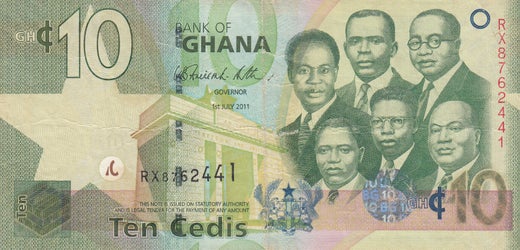 Ghana 10 Cedis 2011 P-39c ( VF )