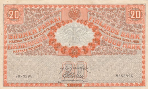 20 Markkaa 1909  9883996 Peoples commissariat ( VF )