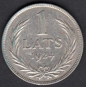 Latvia 1 Lats 1924  KM-7 ( XF ) Silver 5gr / 835