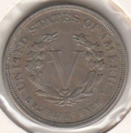 USA 5 Cents 1883 KM-11 ( VF ) without cents