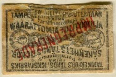 Matchstick label Tampereen tulitikkutehdas